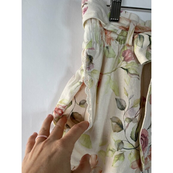 NEW Caroline Constas Linen Blend Floral Shorts Size M Cottage Feminine Toile - Picture 7 of 10
